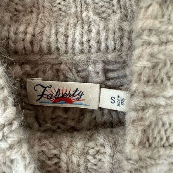 Faherty Women’s Frosted Fairisle Turtleneck Wool Alpace Blend Sweater Tan Purple - Picture 6 of 10